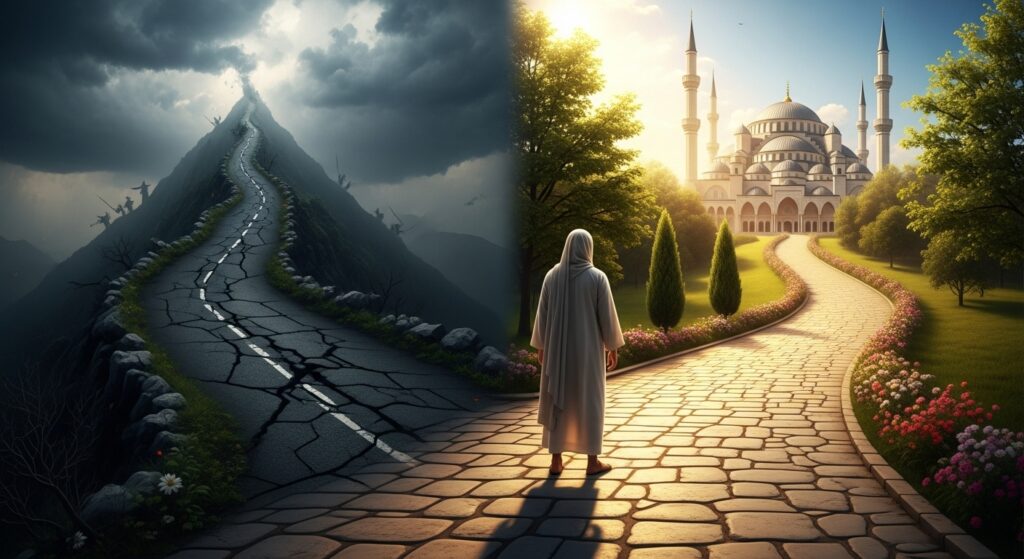 The true meaning of Jihad: A personal, ethical struggle against ego (al-Akbar), which is prioritized by mainstream Islam over external conflict.